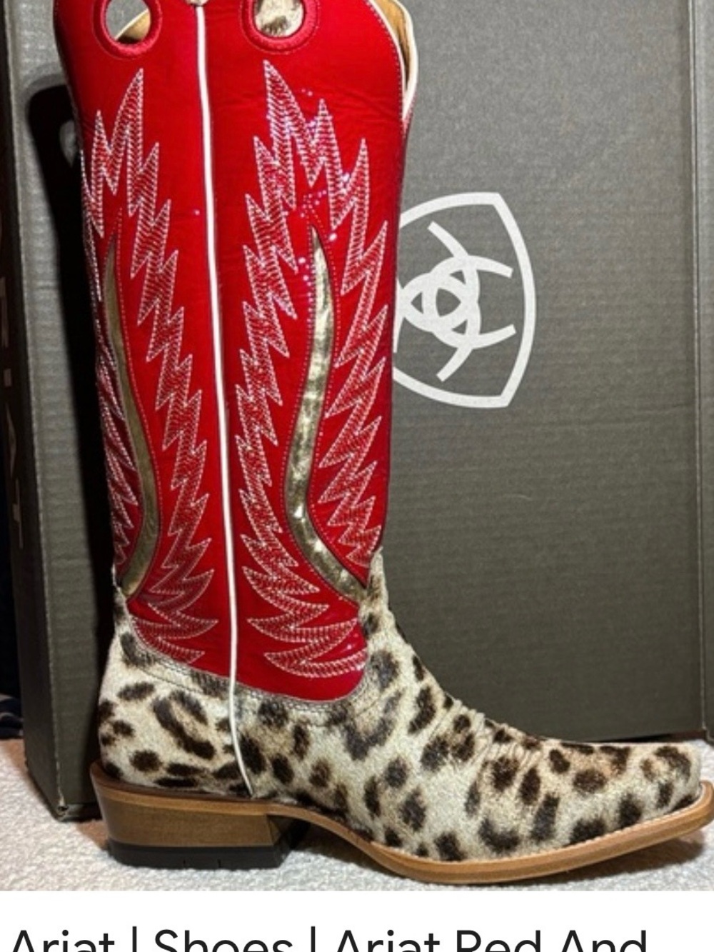 Ariat Red Shaft Leopard Hair-On Hide Western Boots
